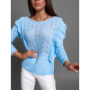 Svetlomodrý pletený svetrík NEPALES s volánikmi