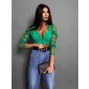 43797 zeleny crop top betye s pruhlednymi rukavy