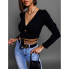 Čierny crop top TINNIE so zaväzovaním