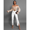 44802 2 bezovy crop top acrid s volanky