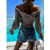 44802 6 bezovy crop top acrid s volanky