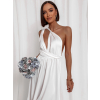 Biele lesklé šaty VALERDY s variabilným viazaním / bez rázporku