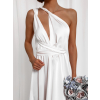 Biele lesklé šaty VALERDY s variabilným viazaním / bez rázporku
