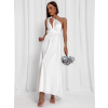 Biele lesklé šaty VALERDY s variabilným viazaním / bez rázporku