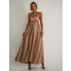 Zlaté lesklé šaty VALERDY s variabilným viazaním / bez rázporku