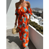 45255 1 oranzove elegantni saty amona s kvetinovym vzorem
