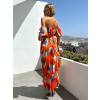 45255 4 oranzove elegantni saty amona s kvetinovym vzorem