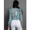 Tyrkysová elegantná blúzka SPIEL s kvetinovým vzorom