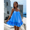 Svetlomodré volánikové šaty GLASSY voľného strihu