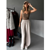 46701 5 bezove elegantni kalhoty coral s rozsirenymi nohavicemi
