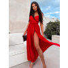 Červené elegantné šaty PATILLA s rázporkom