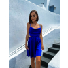 Kráľovsky modré lesklé elegantné šaty JEWELRY s prestrihmi