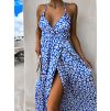 Modré šaty CHEETAHS s gepardím vzorom a rázporkom