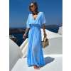 Svetlomodré elegantné šaty PARFOMELLE s výstrihom do V