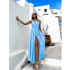 Svetlomodré elegantné šaty KATIE s viazaním
