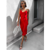 Červené lesklé delší šaty MINTY s řetízkovými ramínky