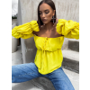 Žltá blúzka KITEN s riasenými rukávmi
