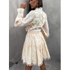 Béžové elegantní šaty KISSED s květinovým vzorem (Veľkosť M/L)