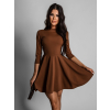 Hnedé elegantné šaty GROUND s dlhým rukávom