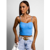 Tmavomodrý elegantný crop top TOPAZ