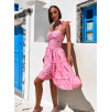 49023 4 ruzove kvetinove saty zinna s volankem