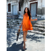Oranžové lesklé šaty FUENTE s viazaním okolo krku