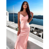 Svetloružové dlhé lesklé šaty KARRIN