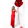 Červené dlhé lesklé šaty KARRIN