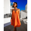 49992 3 oranzove elegantni saty miller se trpytivymi raminky