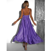 Fialové lesklé elegantné šaty YASMINE s rázporkom