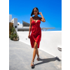 Červené lesklé elegantní šaty KEIRIE