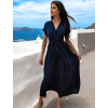 Tmavomodré dlhšie elegantné šaty FEYLING so zaväzovaním