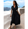 Čierne dlhšie elegantné šaty FEYLING so zaväzovaním