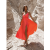 51186 lososove leskle elegantni saty gorgeous