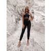 Čierny elegantný overal ETHNI s prestrihmi