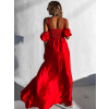 Červené elegantné šaty CREESI s rázporkom