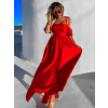 Červené elegantné šaty CREESI s rázporkom