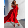 Červené elegantné šaty CREESI s rázporkom