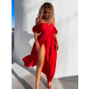 Červené elegantné šaty CREESI s rázporkom