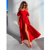Červené elegantné šaty CREESI s rázporkom