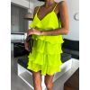 Neónové žlté šaty STORK s volánikmi