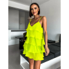 Neónové žlté šaty STORK s volánikmi