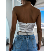 Biely elegantný crop top METEORITE