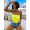 Neónovo žltý elegantný crop top METEORITE