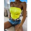 Neónovo žltý elegantný crop top METEORITE