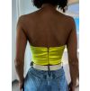 Neónovo žltý elegantný crop top METEORITE