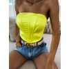 Neónovo žltý elegantný crop top METEORITE