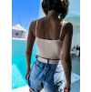 Béžové elegantní body DASY s řasením (Veľkosť M/L)