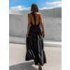 Čierne dlhé elegantné šaty FERNS s prestrihom na chrbte