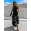 Čierne dlhé elegantné šaty FERNS s prestrihom na chrbte